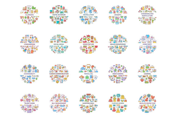 Concept Icons Set with Headline: Design Essentials