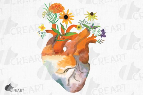 Prairie Flowers Anatomical Heart Design